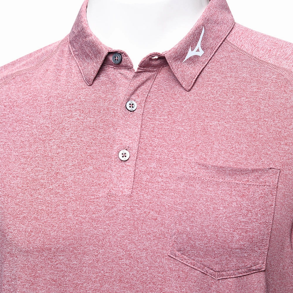 VintageWash Mizuno Melange Longsleeve Polo Shirt - Burgundy