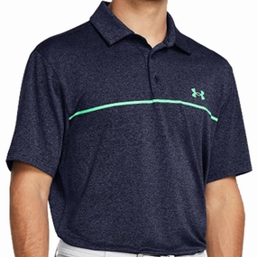 Under Armour Playoff 3.0 Stripe Polo Shirt - Midnight Navy/Vapor Green Smooth Jersey Texture Essential Fit