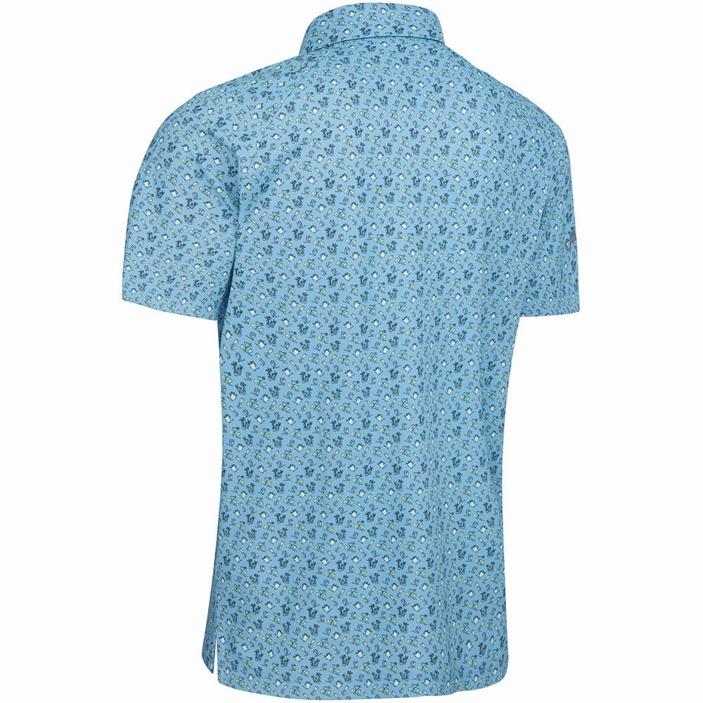 Garment Dyed Callaway All Over Drinks Novelty Polo Shirt - Blue Grotto