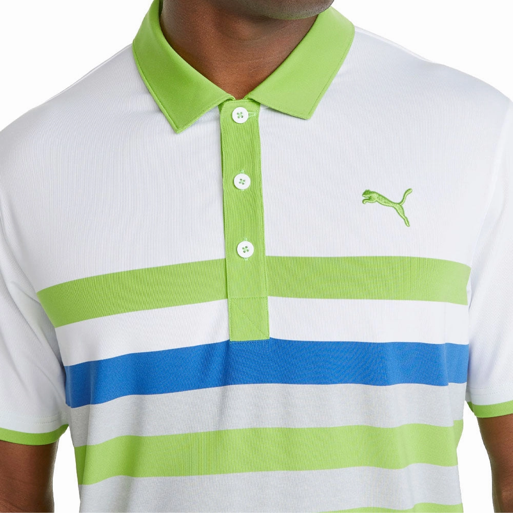 Puma MATTR One Way Polo Shirt - Bright White/Greenery Sporty Design