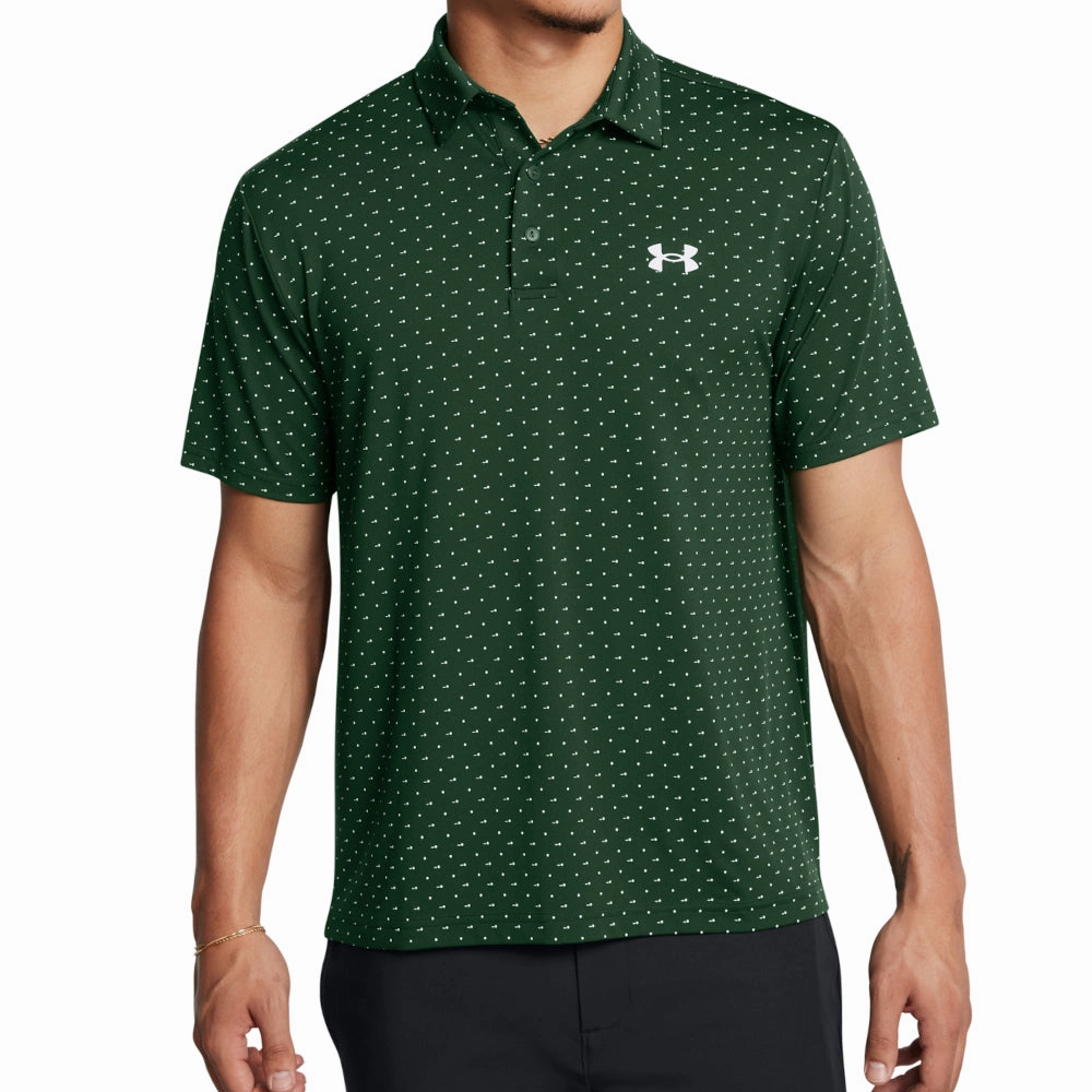 Modern Casual ThermoregulatingFabric Under Armour Playoff 3.0 Printed Polo Shirt - Forest Green/White