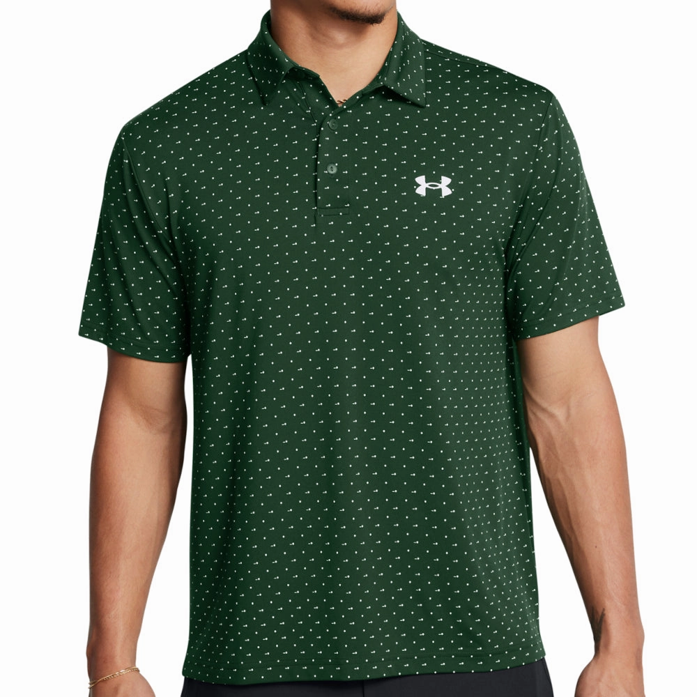 Self Fabric Tape Under Armour Playoff 3.0 Printed Polo Shirt - Forest Green/White