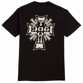 Dogtown Cross Logo T-Shirt - Black/White Simple Look V neck