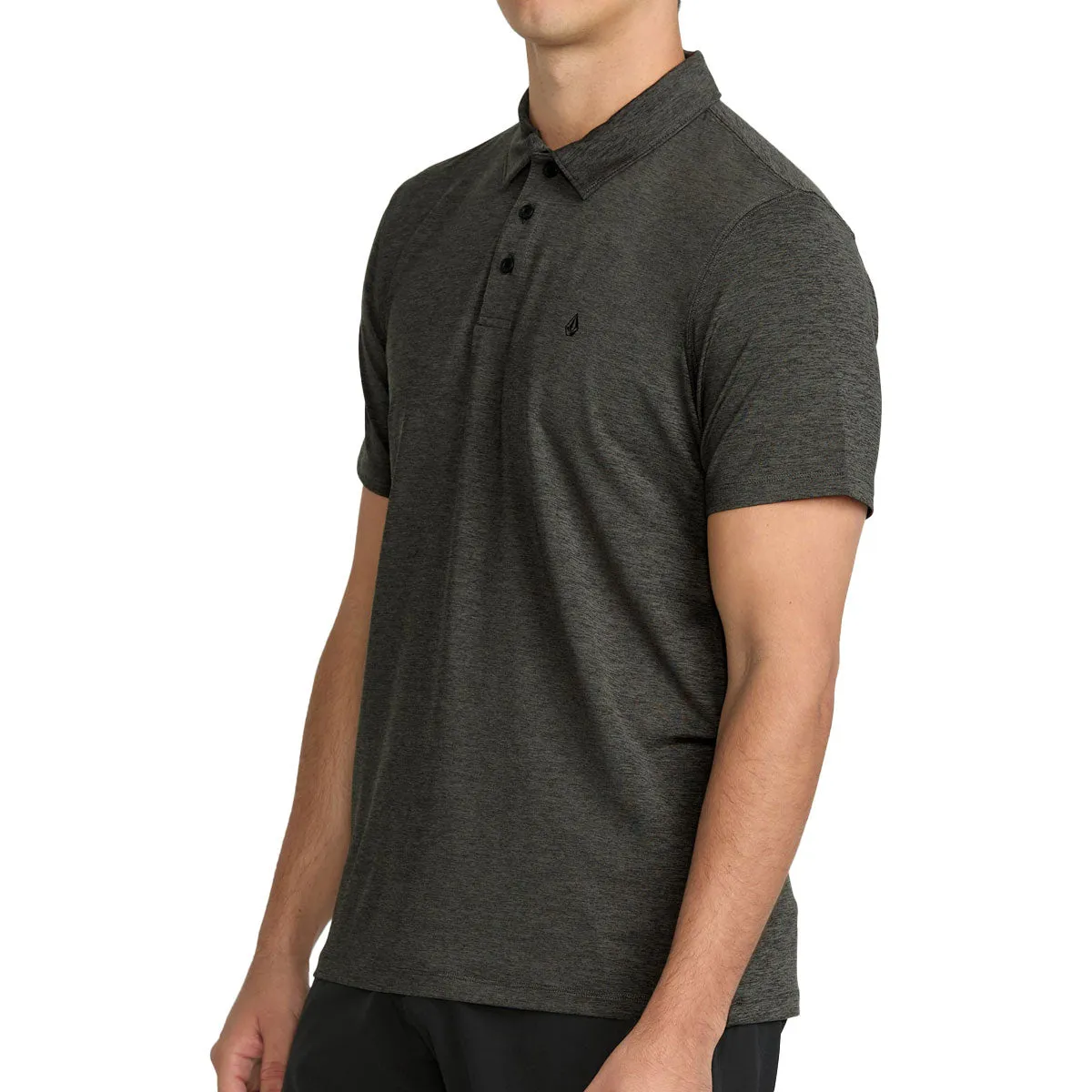 Summer Outfit Neutral Toned Stitching Volcom Hazard Pro Polo Shirt - Pewter