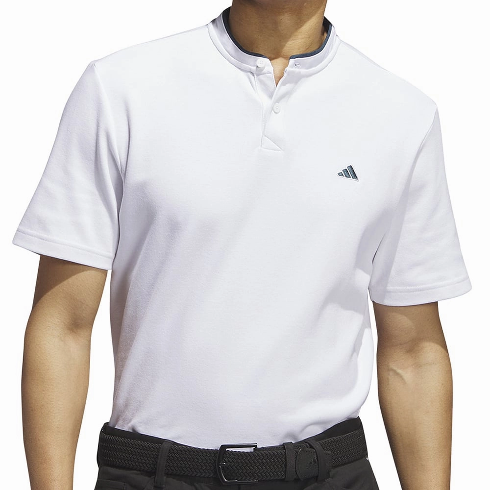 adidas Go-To Henley Polo Shirt - White Easy Fit Wear Moisture wicking