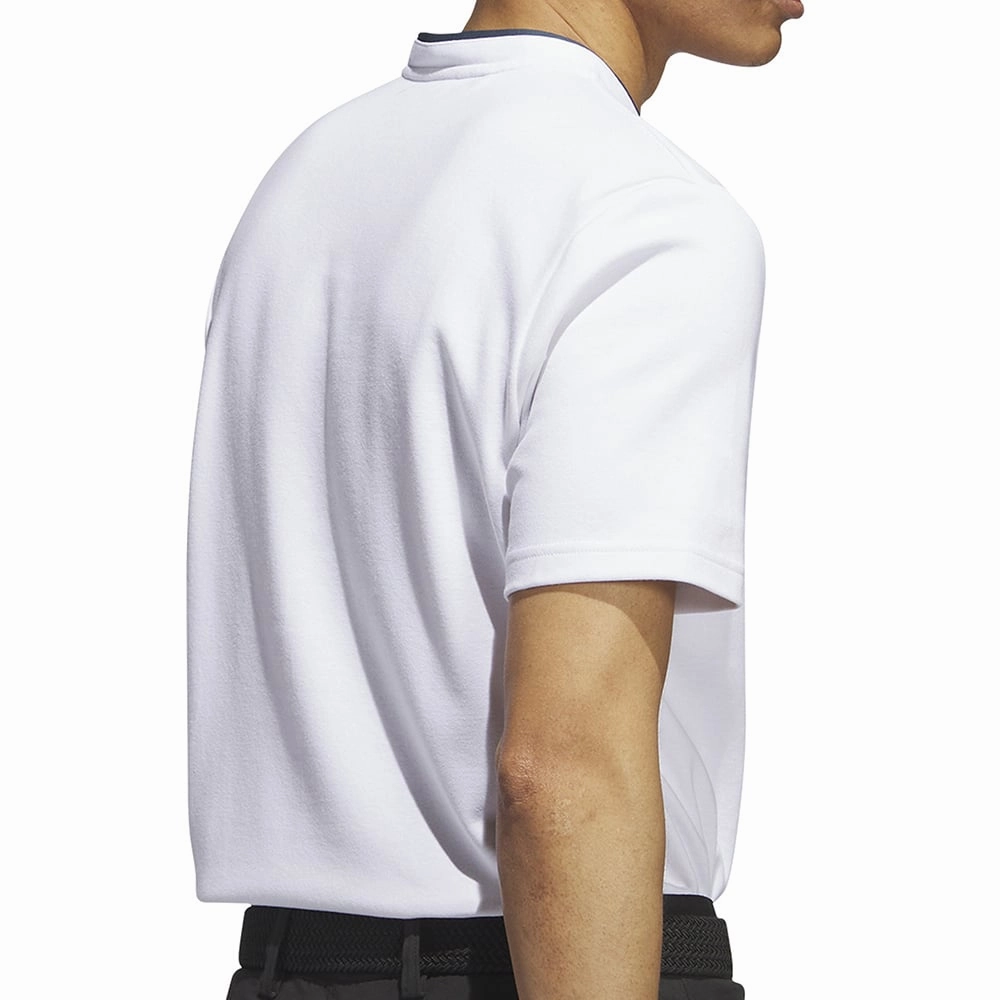 adidas Go-To Henley Polo Shirt - White Contrast Inner Binding
