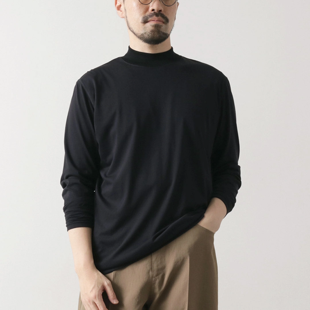Timeless Comfort FYNELYNE ENGINEERED BY LIFILL / Cotton Long Sleeve Mock Neck T-Shirt