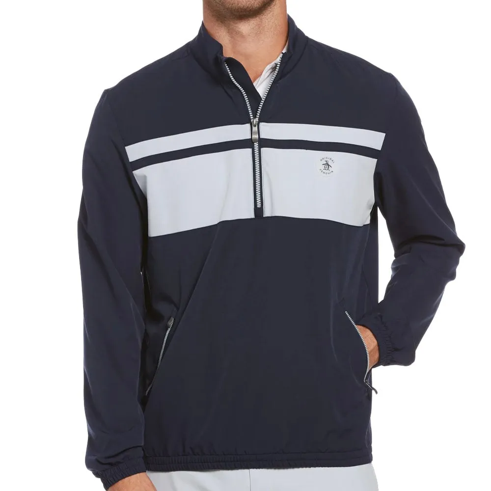 Original Penguin 1/4 Zip Colour Block Jacket - Black Iris Airy Cloth