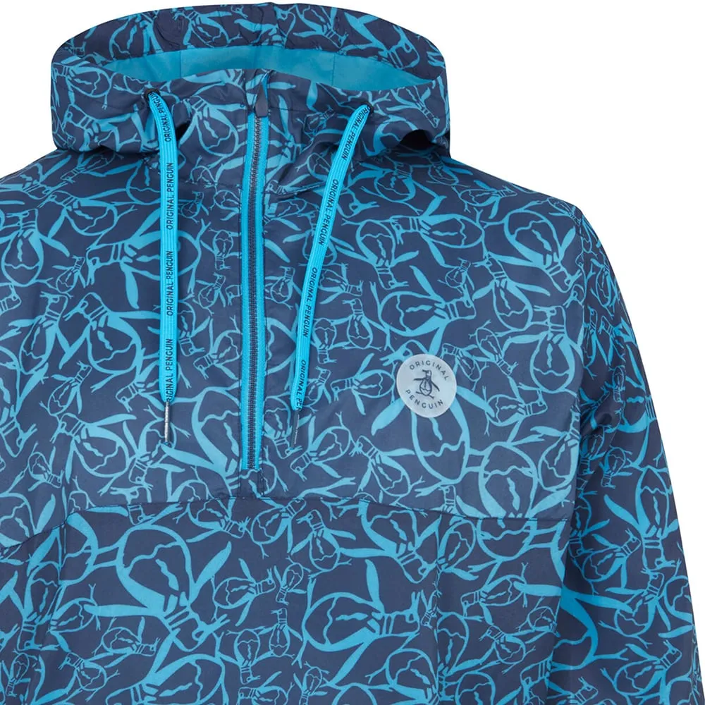 Original Penguin 1/4 Zip Trademark Printed Wind Jacket - Black Iris Thick Insulation