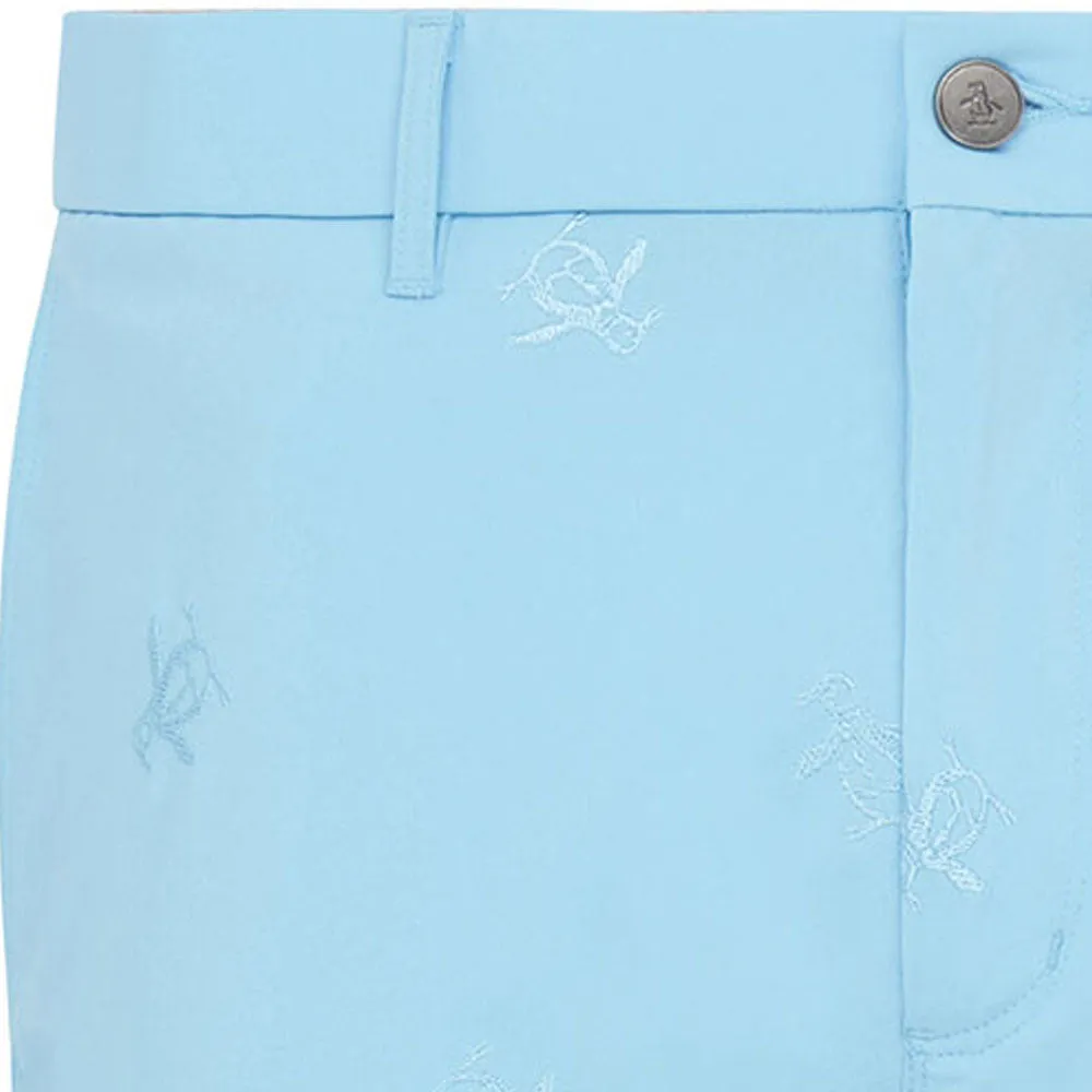 Non Binding Waistline Printed design Original Penguin All-Over Pete Embroidery Shorts - Aquarius