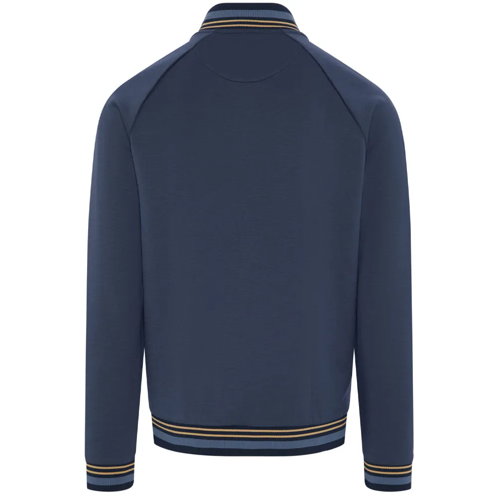 ErgonomicSleeveCut Original Penguin Full Zip Heritage Knit Track Jacket - Black Iris/Bijou Heather