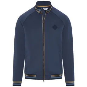 Fade Resistant Dye Seamless Edge Finishing Original Penguin Full Zip Heritage Knit Track Jacket - Black Iris/Bijou Heather