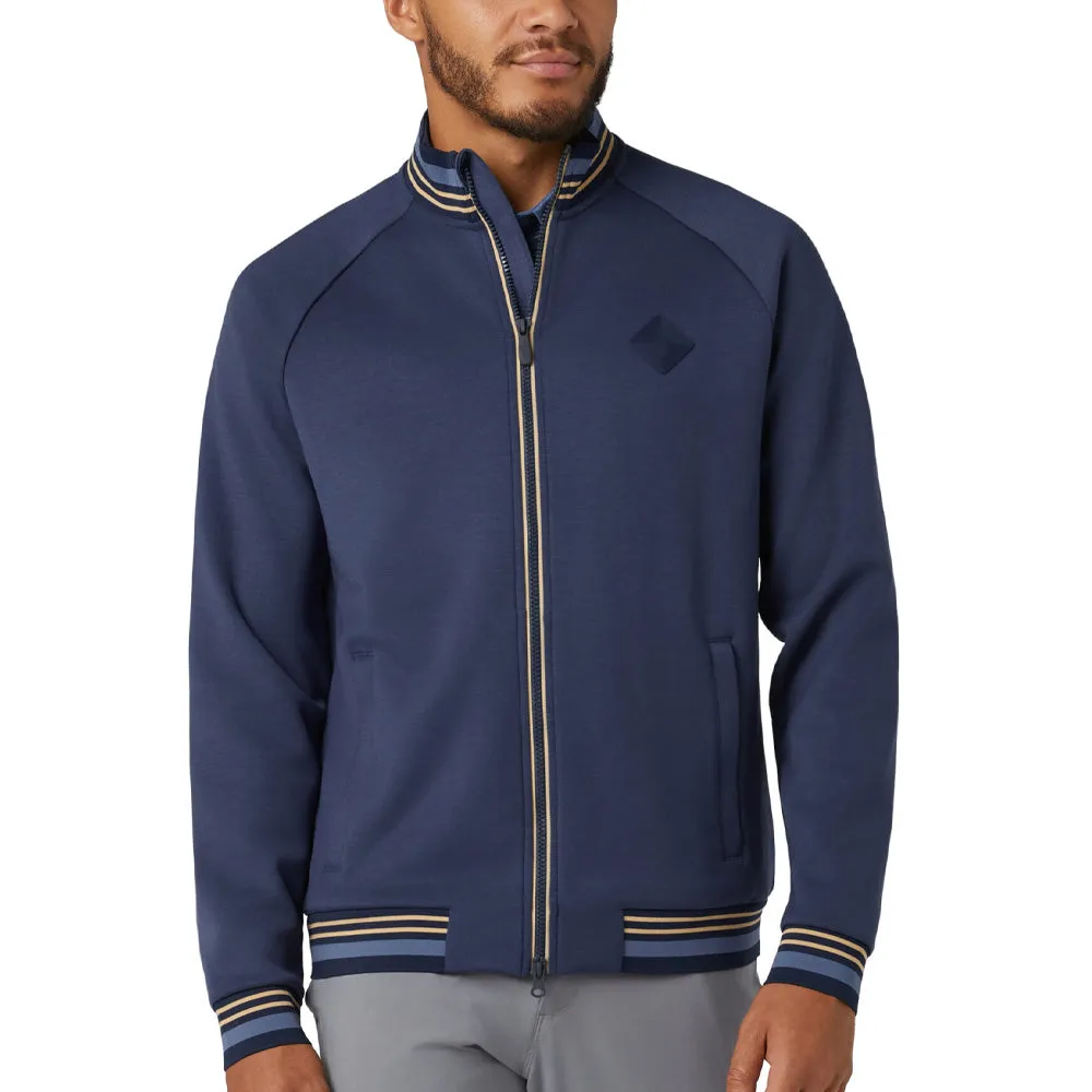 Original Penguin Full Zip Heritage Knit Track Jacket - Black Iris/Bijou Heather Quick Dry Fabric
