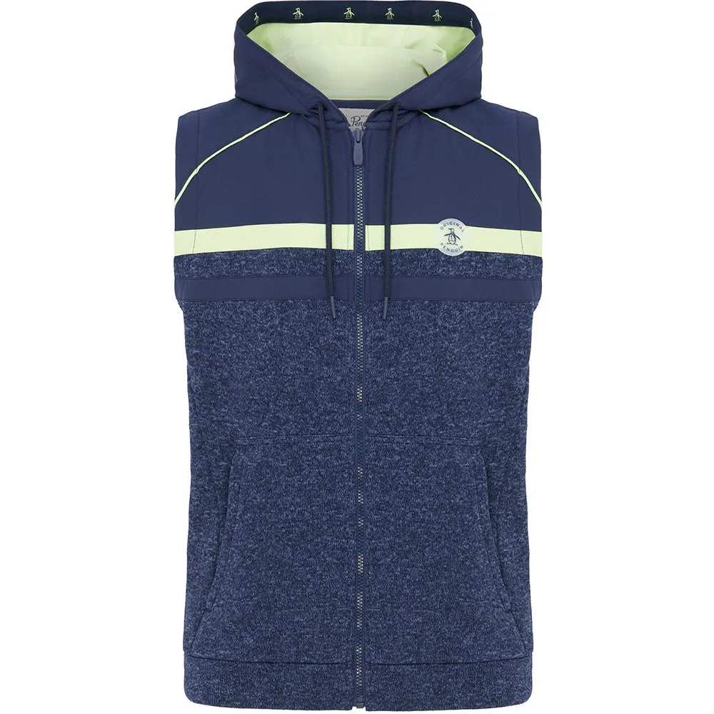 Original Penguin Full Zip Heritage Mixed Media Hoodie Gilet - Black Iris Bijou Heather Universal Fit System