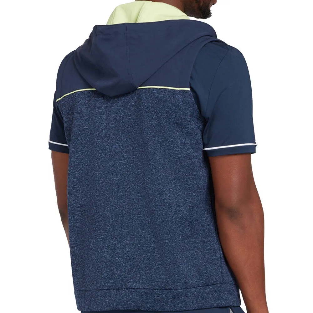 Original Penguin Full Zip Heritage Mixed Media Hoodie Gilet - Black Iris Bijou Heather Elastic Hem Adjustment Snag Resistant Fabric