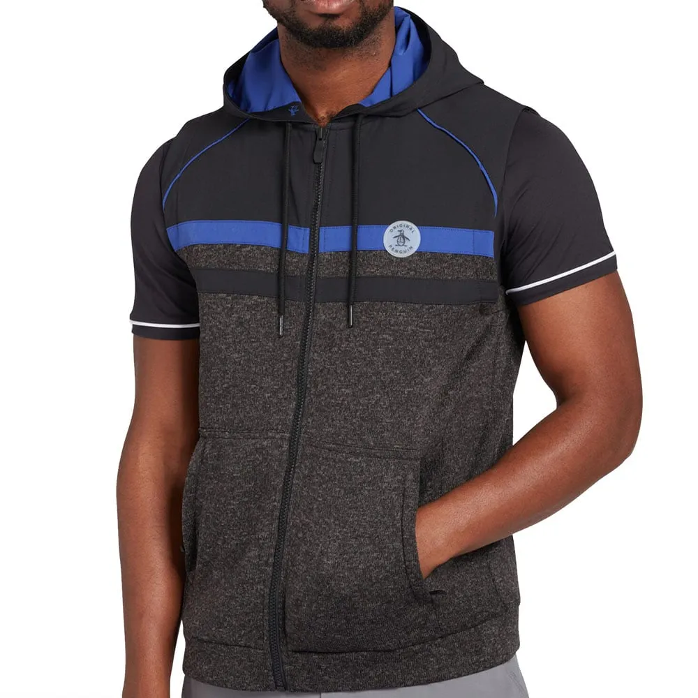 Original Penguin Full Zip Heritage Mixed Media Hoodie Gilet - Dark Caviar Heather dimension abundant