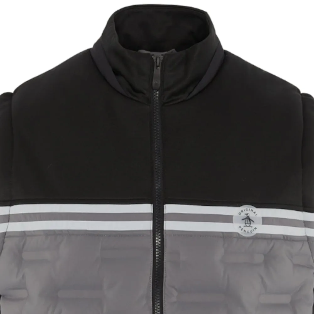 Original Penguin Insulated Mixed Media 80's Bomber Vest - Caviar acclaim