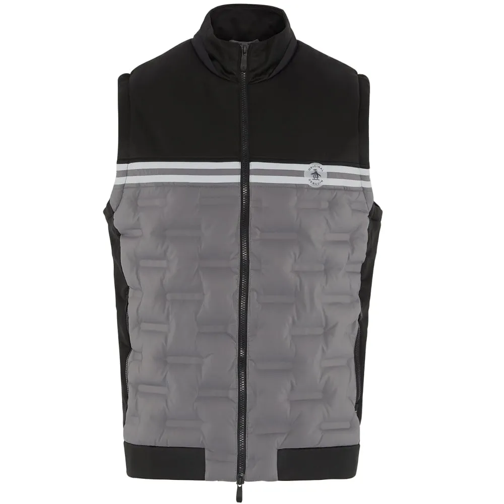 Lightweight Fabric Original Penguin Insulated Mixed Media 80's Bomber Vest - Caviar
