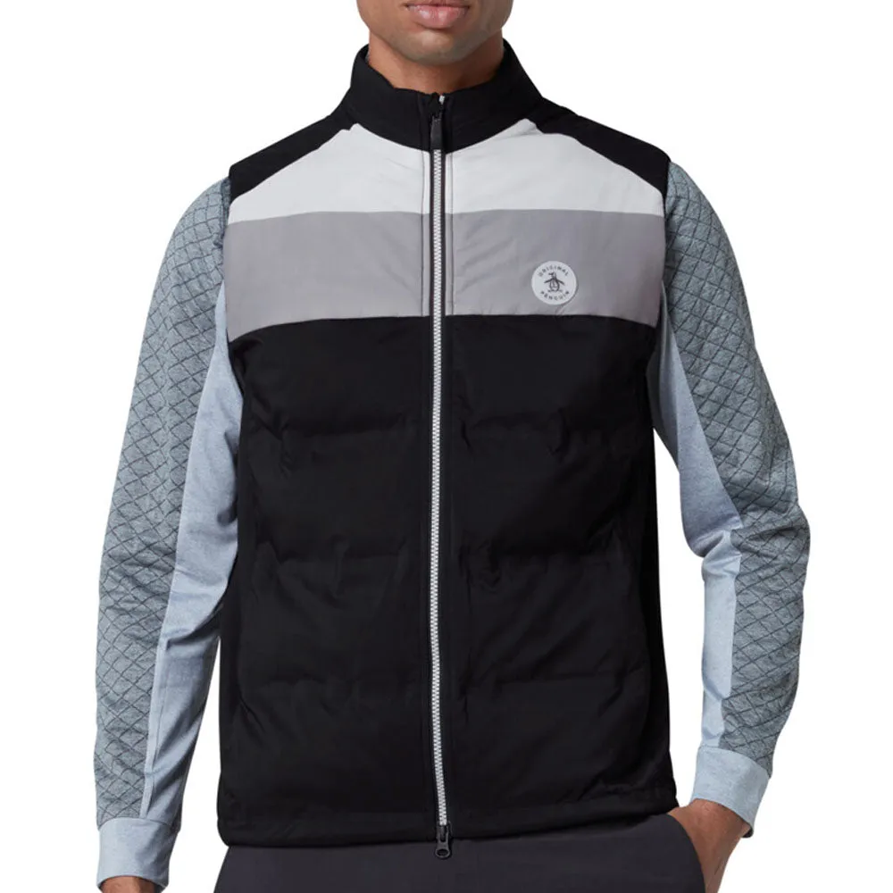 Original Penguin Lightweight Full Zip Puffer Gilet - Caviar Tailored Fit Hypoallergenic Fabric Blend