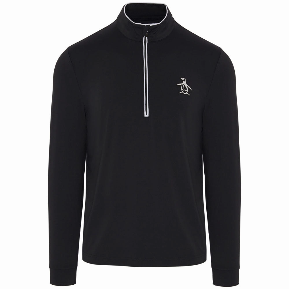 Original Penguin 1/4 Zip Performance Earl Pullover - Caviar Classic Layering Cozy Outfit