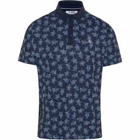 Original Penguin All Over 60 Floral Print Polo Shirt - Black Iris Streetwear Style