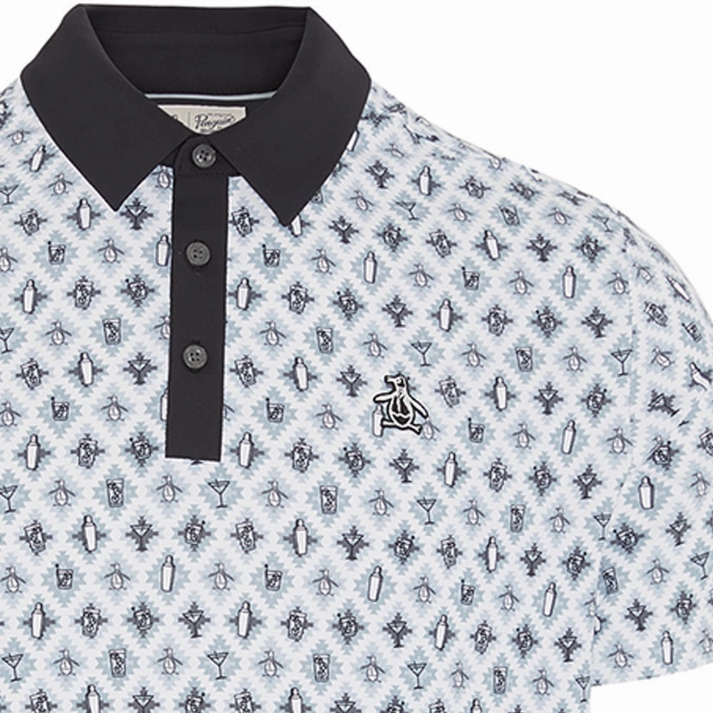 OdorResistant Original Penguin All-Over Atomic Cocktail Print Polo Shirt - Caviar