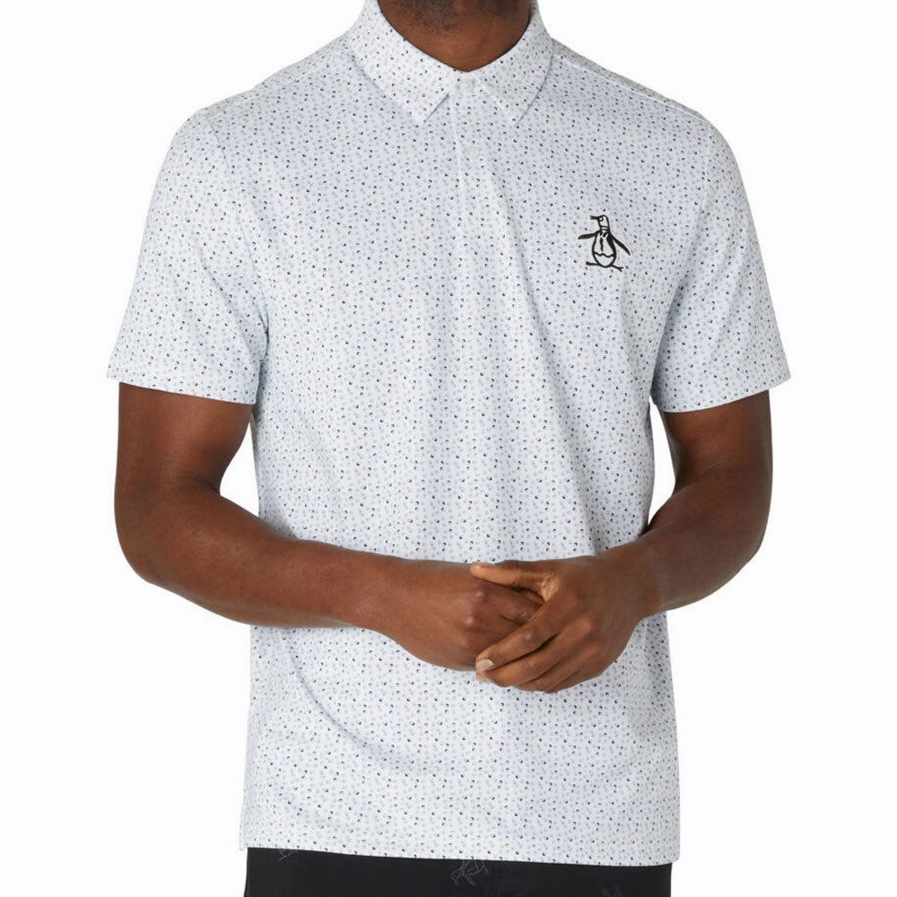 Original Penguin All Over Golf Ball Print Polo Shirt - Bright White Casual Choice Wear Summer Comfort