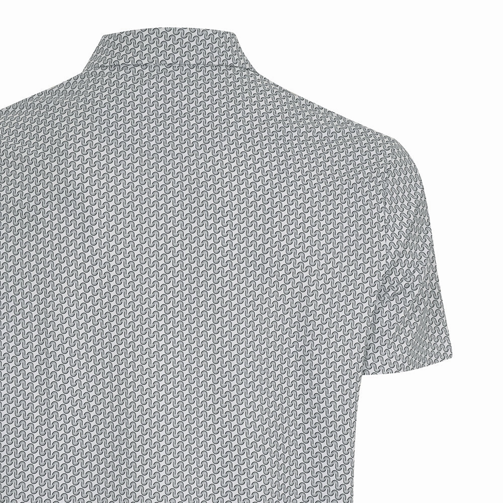 Original Penguin All Over Heritage Geo Print Polo Shirt - Quarry Moisture Wicking Fabric Modern Casual