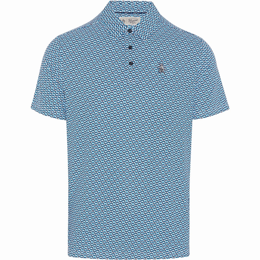 Soft Layering Smart Casual Original Penguin All-Over Heritage Polo Shirt - Mediterranean Blue