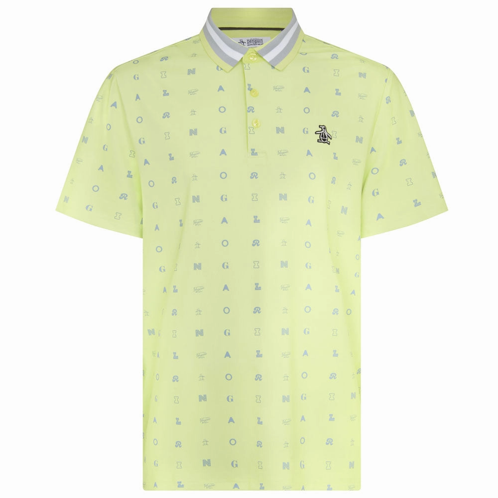 Summer cool Fashionable Fit Original Penguin All Over Pete Print Polo Shirt - Shadow Lime