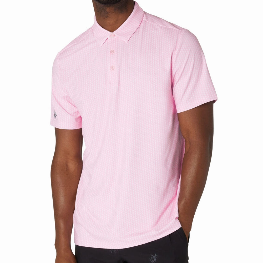 Original Penguin All Over Pete Print Sleeve Polo Shirt - Gelato Pink Layered Style