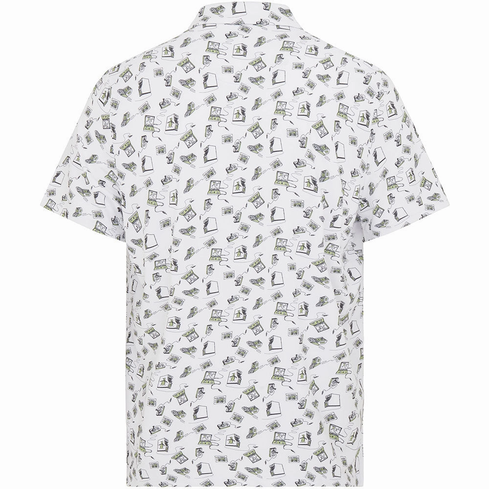 Feminine Fit Lightweight Comfort Original Penguin All Over Retro Arcade Polo Shirt - Bright White