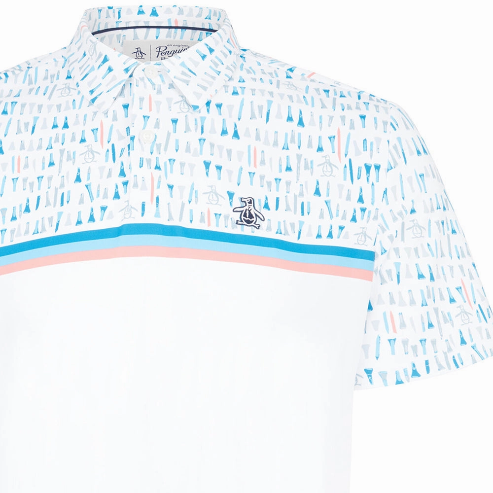 Original Penguin Broken Tees Print Polo Shirt - Bright White Low Environmental Impact