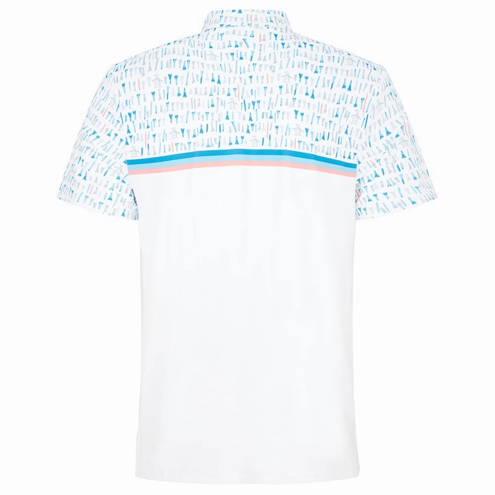 Original Penguin Broken Tees Print Polo Shirt - Bright White Stylish Casual
