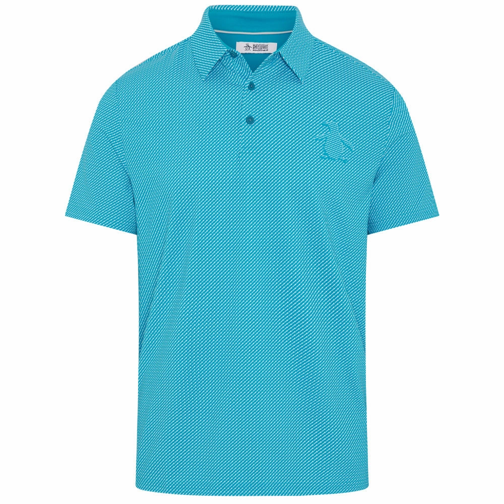 Original Penguin Dimensional "Pete"  Tee Twill Print Polo Shirt - Caribbean Sea SustainableManufacturing Complementary Colors