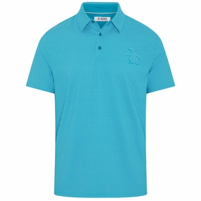 Original Penguin Dimensional "Pete"  Tee Twill Print Polo Shirt - Caribbean Sea SustainableManufacturing Complementary Colors