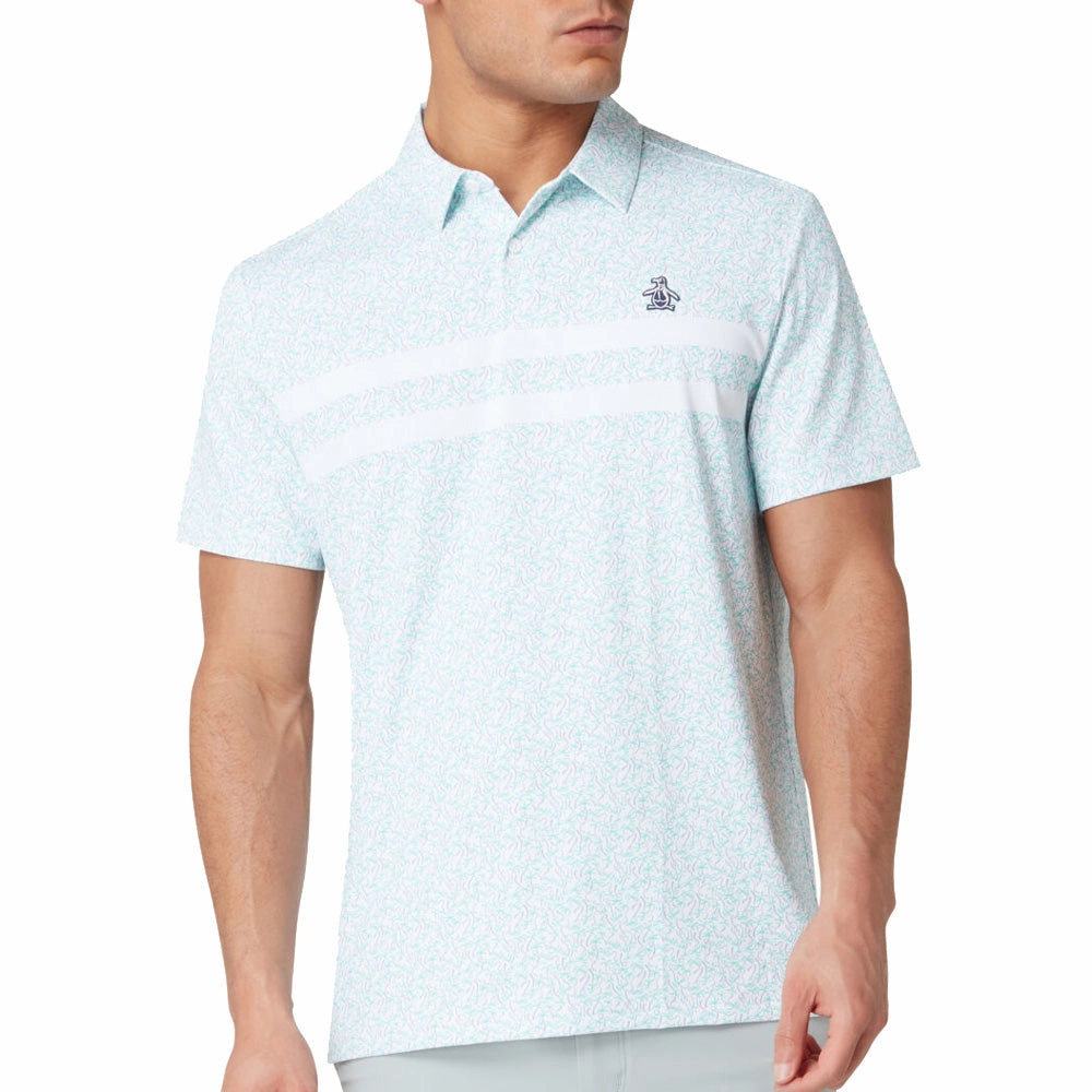 Original Penguin Engineered Novelty Striped Polo Shirt - Bright White Slim Fit Design