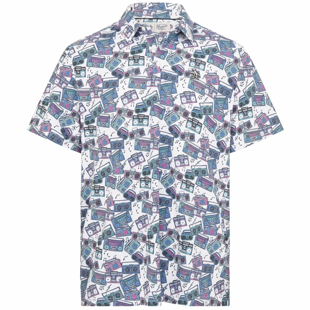Stretchable Weave Original Penguin Heritage Boombox Polo Shirt - Bright White