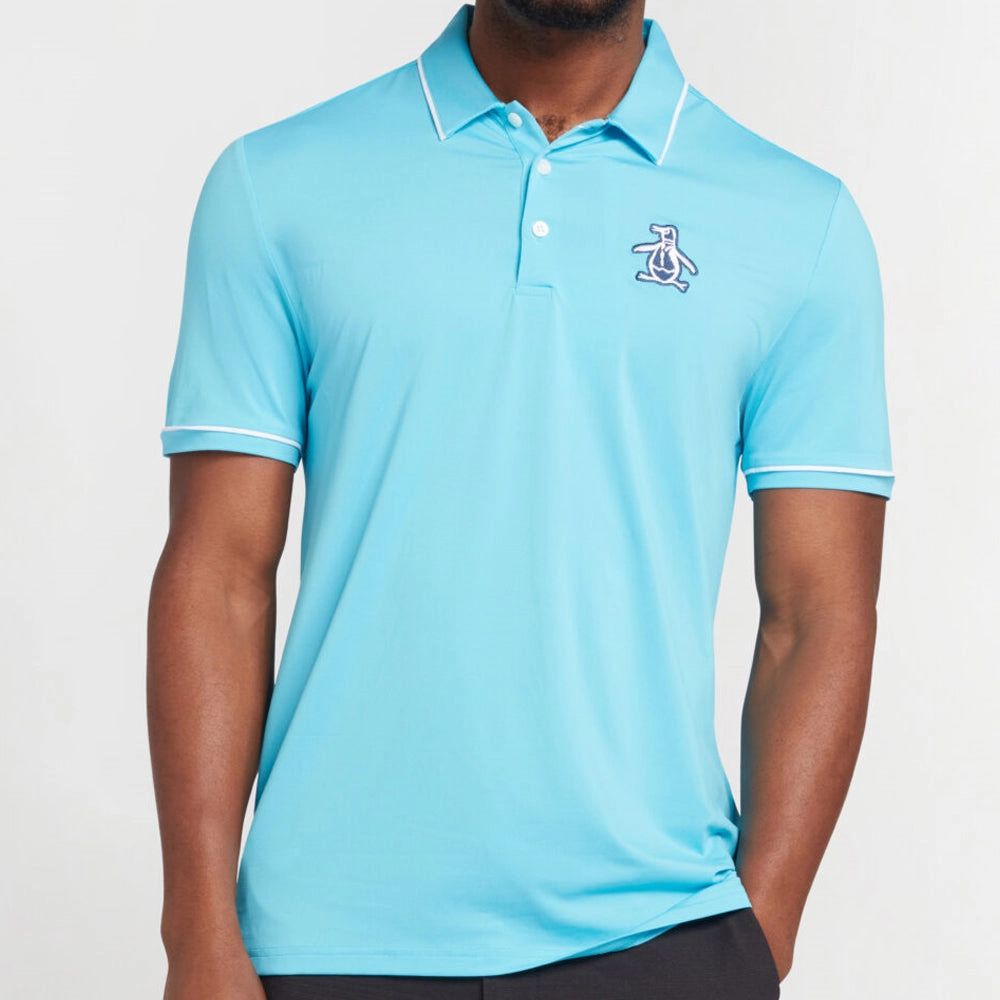 Modern Layering Original Penguin Heritage Piped Polo Shirt - Aquarius