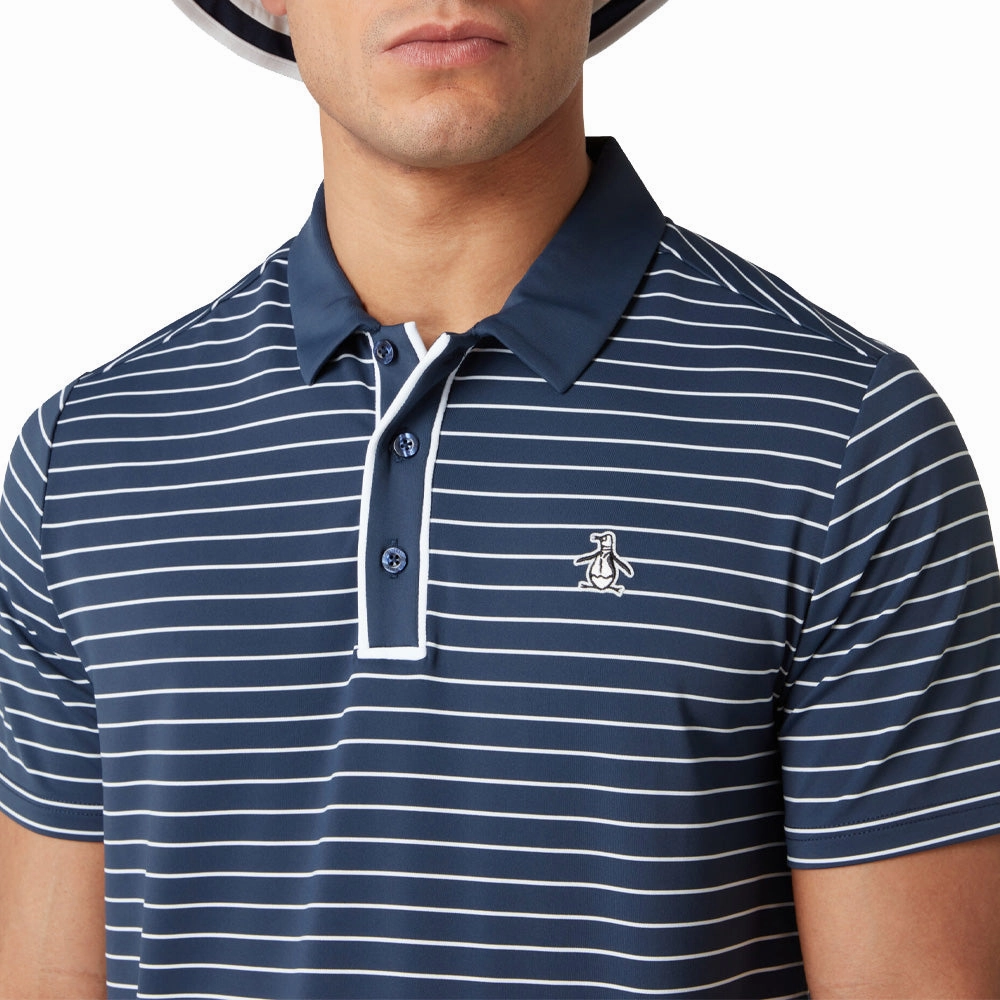 Tear Resistant Knit Original Penguin Heritage Stripe Polo Shirt - Black Iris