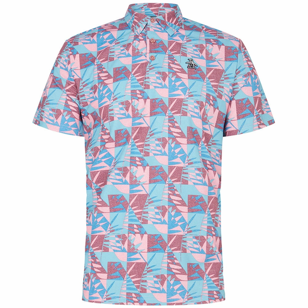 Original Penguin Jaspe Cubit Leaf Print Polo Shirt - Cordovan in demand High Density Fabric