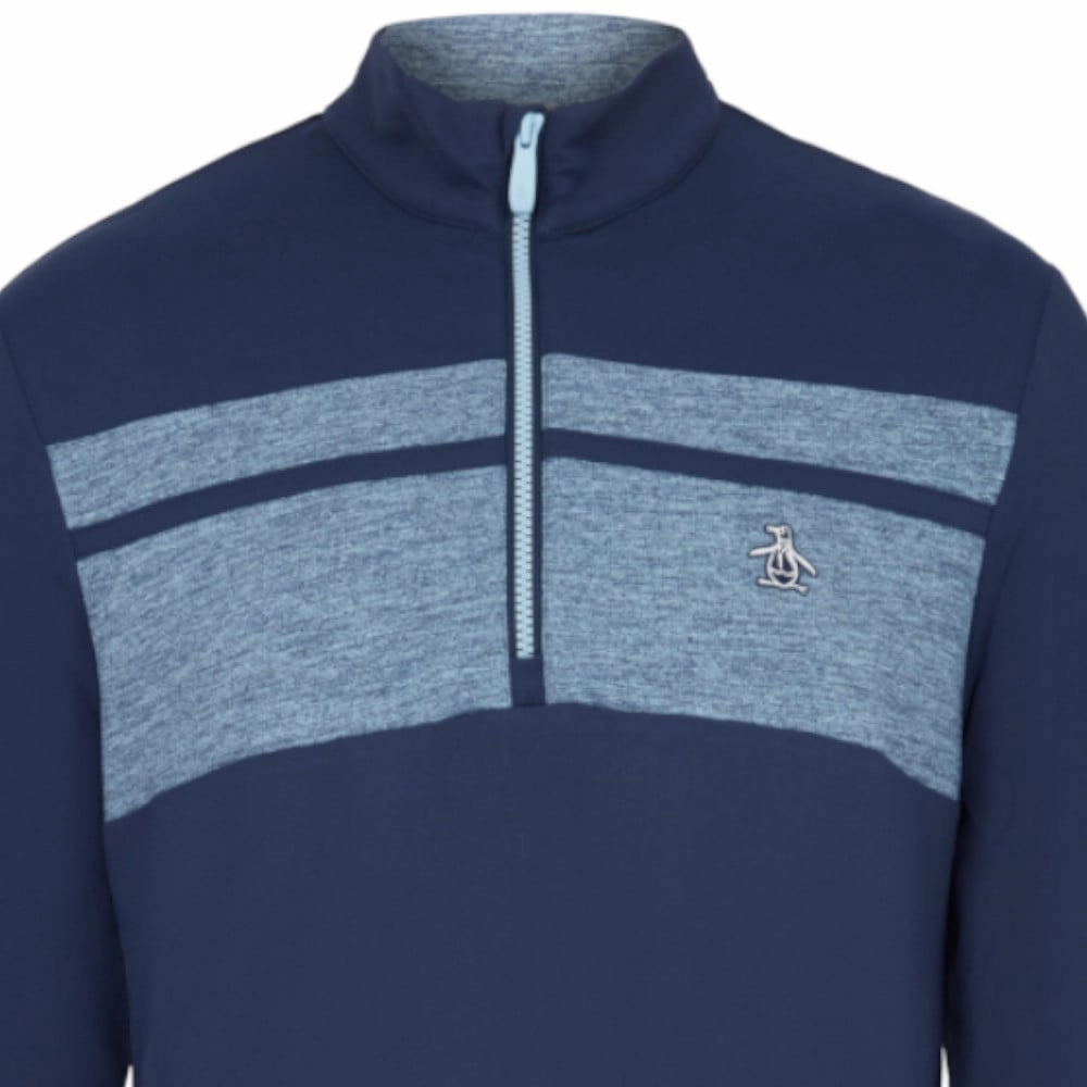 Poplin Original Penguin Lightweight 1/4 Zip Pullover - Black Iris