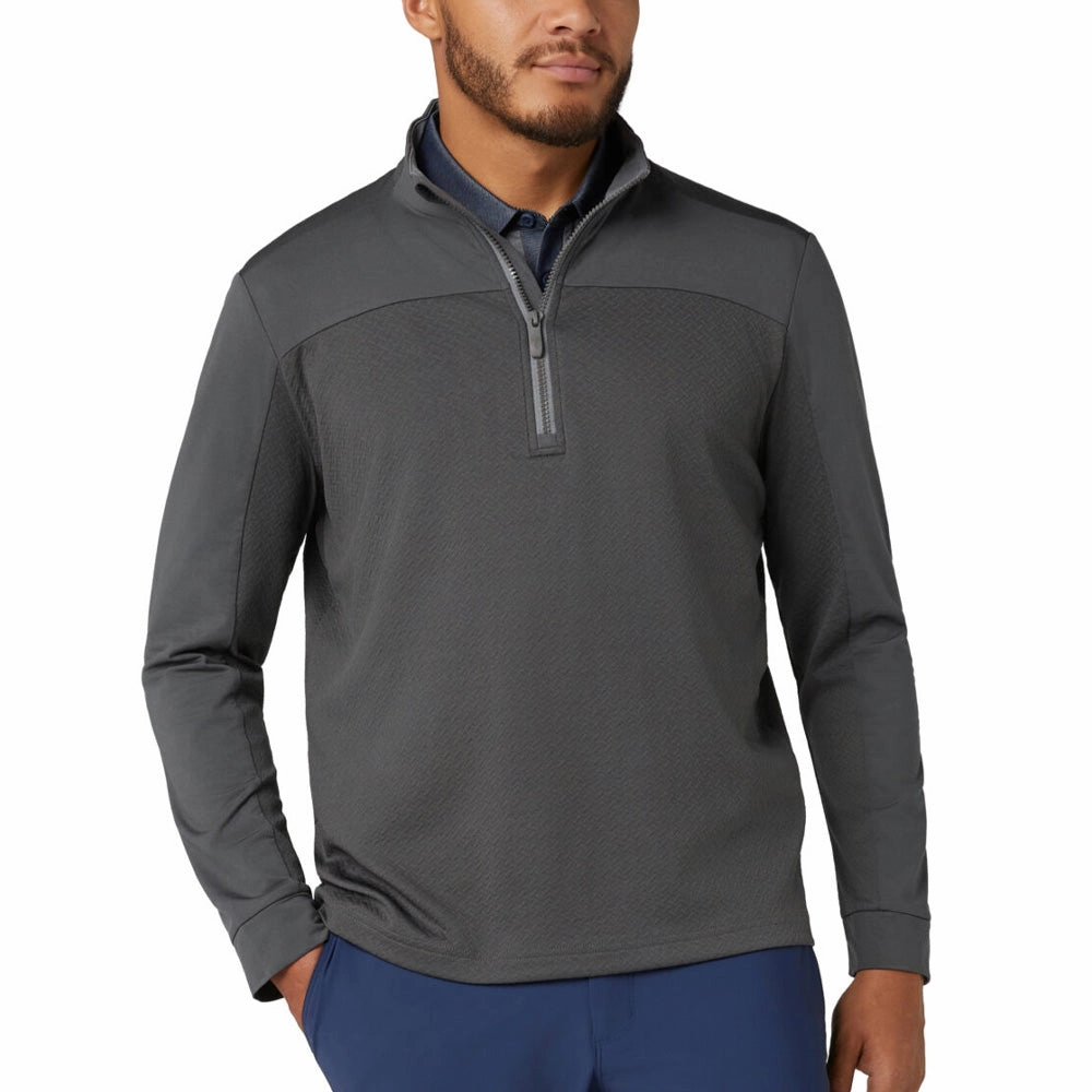 Windproof Design Contrast Stitching Original Penguin Lightweight Mixed Media 1/4 Zip - Asphalt