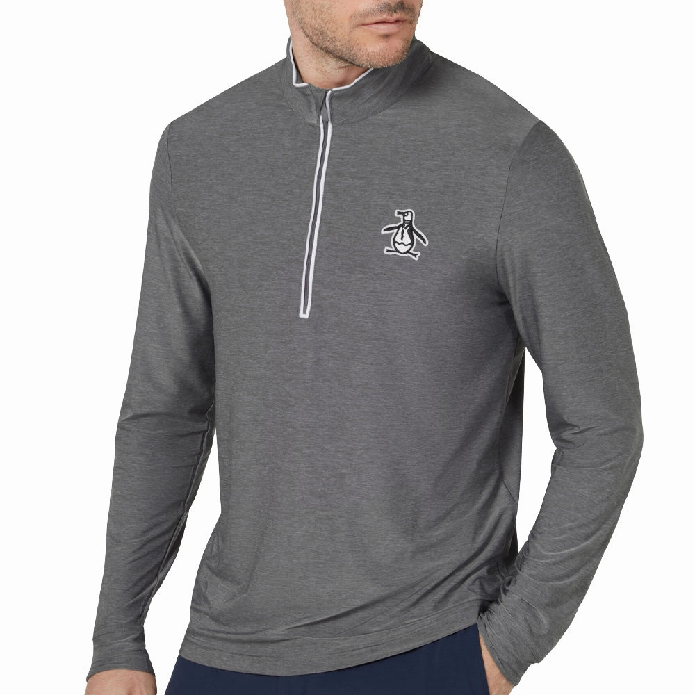Drawcord Hood Modern Sporty Original Penguin Long Sleeve Performance Earl Pullover - Quiet Grey Heather