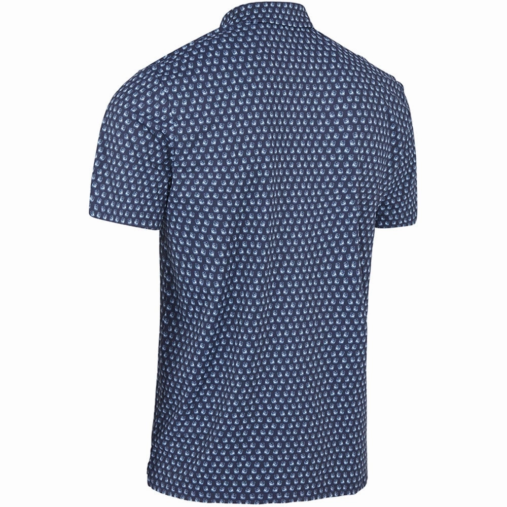 Original Penguin Old Fashioned Geo Print Polo Shirt - Black Iris Laser Cut Edges