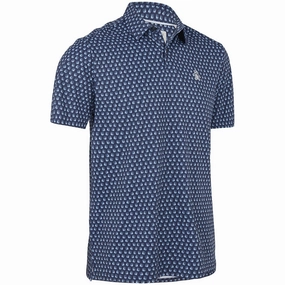 Original Penguin Old Fashioned Geo Print Polo Shirt - Black Iris loose but not baggy