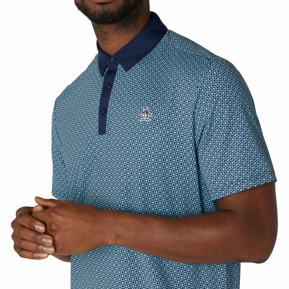 Original Penguin Original Micro Floral Polo Shirt - Black Iris cyber monday Relaxed Vibes