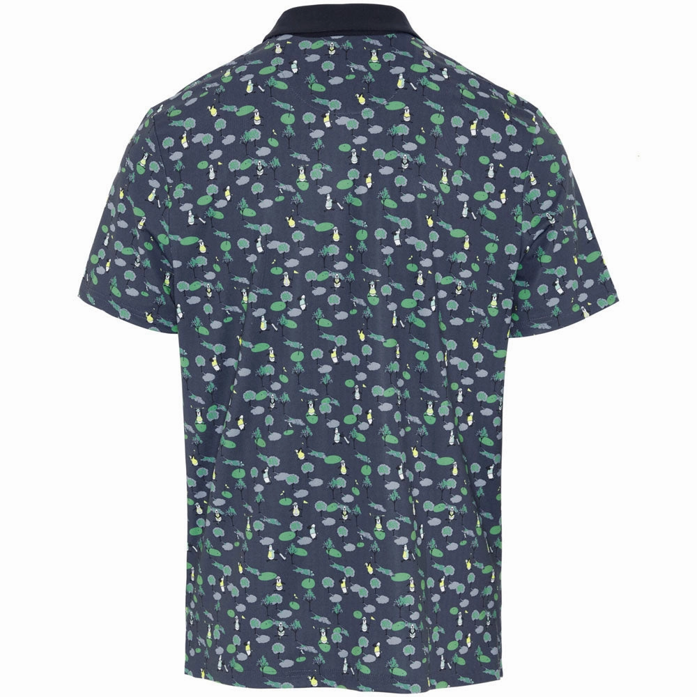 Original Penguin Pete On The Course Large Pete Logo Polo Shirt - Black Iris Easy to Style