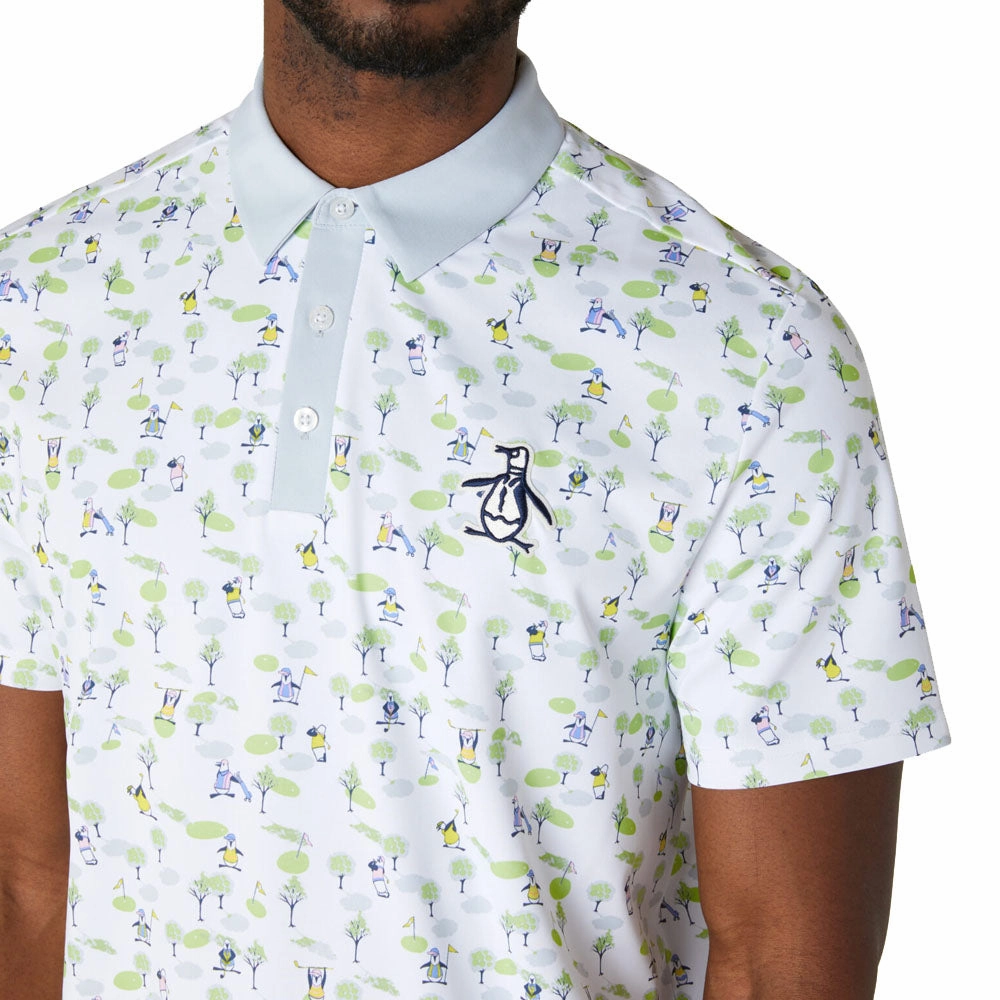 Original Penguin Pete On The Course Large Pete Logo Polo Shirt - Bright White Chilly Layer