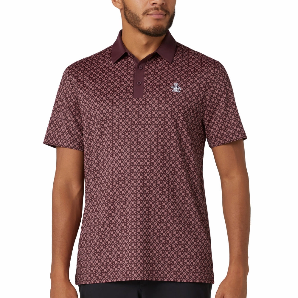 Original Penguin Pete's Check Print Block Polo Shirt - Mauve Wine Basic Piece Essential Fashion